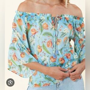 Hale Bob off-the shoulder cotton
voile Orchid Top,